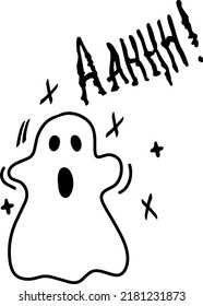 A ghost, a monster, a horror movie. Clipart, template, sketch. Vector illustration hand-drawn. Isolated object on a white background. Halloween theme.