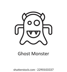 Ghost Monster Vector Outline icon Design illustration. Gaming Symbol on White background EPS 10 File