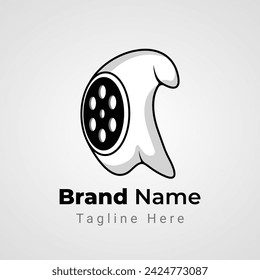 Ghost Movie Logo, combination of the white ghost logo with film or movie roll face