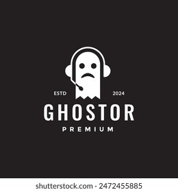 ghost music headphone modern logo design vector