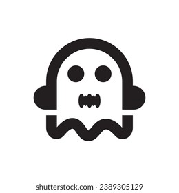 ghost music logo design illustration.