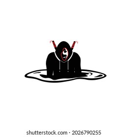 Ghost ninja logo black and white