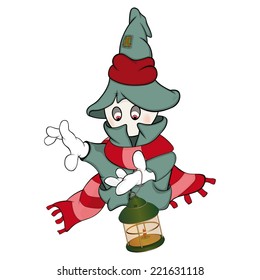 Ghost and old green lamp cartoon 