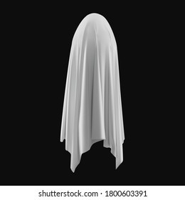 Ghost on a black background. An evil spirit with a covered sheet. Vector EPS 10 