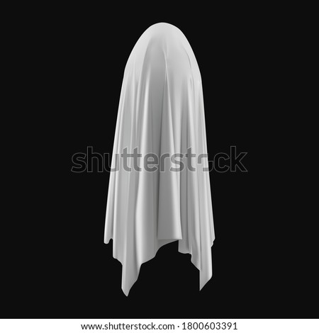 Similar – Image, Stock Photo A ghost covered with sheets floats in the air. Surrounded by trees in a misty forest, in the middle of the night