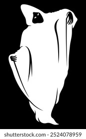 Ghost on black background. Vector illustration.