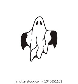 Ghost on black and white backgrounds. Halloween logo.