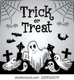 Ghost on grey background vector illustration for Halloween