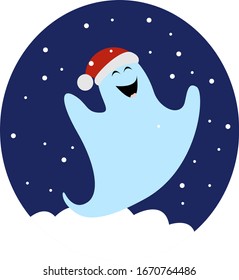 Ghost on snow, illustration, vector on white background.