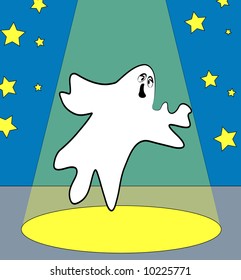 ghost on stage or under the spotlight - vector