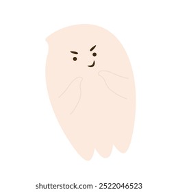 Сexecutando сfantasma mudo em fundo branco. Elemento vetorial para o conceito de halloween com fantasma para cartão postal, flyer ou banner.