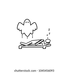 ghost over a sleeping person icon. Element of ghost elements illustration. Thin line  illustration for website design and development, app development. Premium icon on white background
