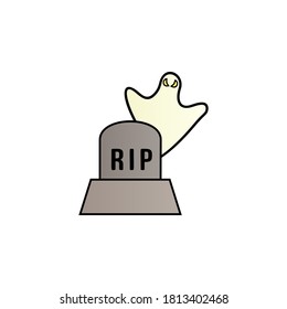 Ghost over the tombstone color gradient vector icon