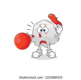 the ghost pantomime blowing balloon. cartoon mascot vector