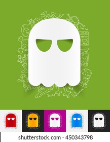 ghost paper sticker with hand drawn elements