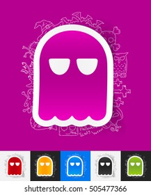 ghost paper sticker with hand drawn elements
