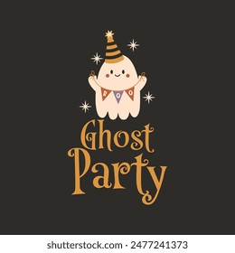 Cita de Vector de la fiesta fantasma de Halloween. Linda Ilustración vectorial fantasma. Halloween embrujado, boo espeluznante. Feliz cita de Festiva, diseño divertido.