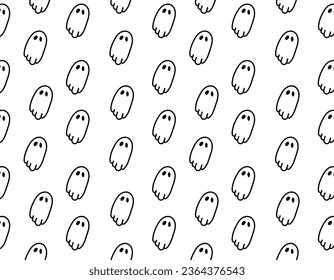 Ghost pattern, line style, on a transparent background. Vector illustration, holiday Halloween