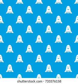 Ghost pattern repeat seamless in blue color for any design. Vector geometric illustration