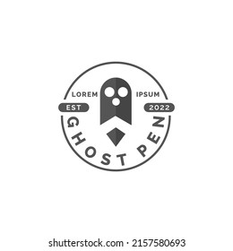 ghost pencil logo design symbol vector