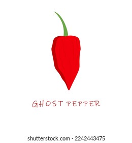 ghost pepper flat design vector illustration. Capsicum chinense ghost chili.