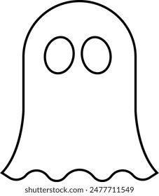 Ghost, phantom or apparition haunting Halloween line art vector icon for holiday apps and websites. Simple spooky character editable stock. Scary ghostly monster Silhouette on transparent background.