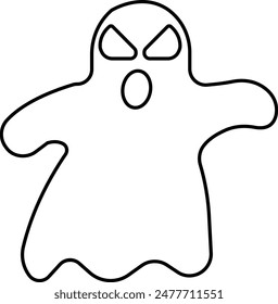 Ghost, phantom or apparition haunting Halloween line art vector icon for holiday apps and websites. Simple spooky character editable stock. Scary ghostly monster Silhouette on transparent background.