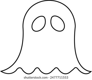 Ghost, phantom or apparition haunting Halloween line art vector icon for holiday apps and websites. Simple spooky character editable stock. Scary ghostly monster Silhouette on transparent background.