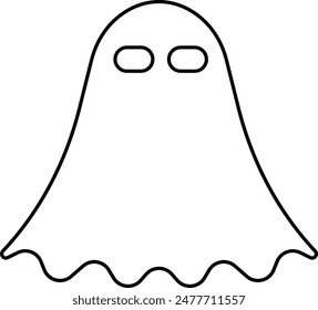 Ghost, phantom or apparition haunting Halloween line art vector icon for holiday apps and websites. Simple spooky character editable stock. Scary ghostly monster Silhouette on transparent background.