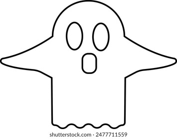 Ghost, phantom or apparition haunting Halloween line art vector icon for holiday apps and websites. Simple spooky character editable stock. Scary ghostly monster Silhouette on transparent background.