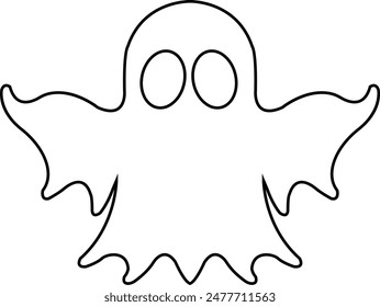 Ghost, phantom or apparition haunting Halloween line art vector icon for holiday apps and websites. Simple spooky character editable stock. Scary ghostly monster Silhouette on transparent background.