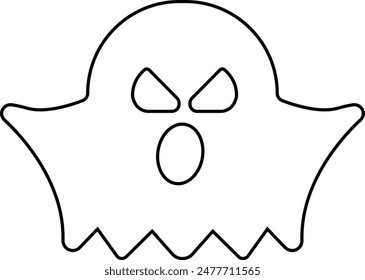 Ghost, phantom or apparition haunting Halloween line art vector icon for holiday apps and websites. Simple spooky character editable stock. Scary ghostly monster Silhouette on transparent background.