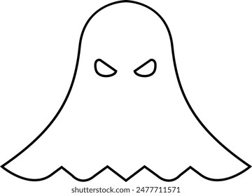 Ghost, phantom or apparition haunting Halloween line art vector icon for holiday apps and websites. Simple spooky character editable stock. Scary ghostly monster Silhouette on transparent background.