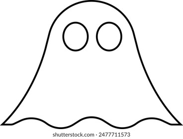 Ghost, phantom or apparition haunting Halloween line art vector icon for holiday apps and websites. Simple spooky character editable stock. Scary ghostly monster Silhouette on transparent background.