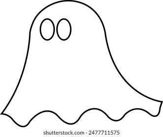 Ghost, phantom or apparition haunting Halloween line art vector icon for holiday apps and websites. Simple spooky character editable stock. Scary ghostly monster Silhouette on transparent background.