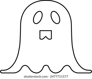 Ghost, phantom or apparition haunting Halloween line art vector icon for holiday apps and websites. Simple spooky character editable stock. Scary ghostly monster Silhouette on transparent background.