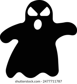 Ghost, phantom or apparition haunting Halloween black fill art vector icon for holiday apps and websites. Simple spooky character. Scary ghostly monster Silhouette isolated on transparent background.