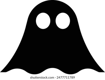 Ghost, phantom or apparition haunting Halloween black fill art vector icon for holiday apps and websites. Simple spooky character. Scary ghostly monster Silhouette isolated on transparent background.