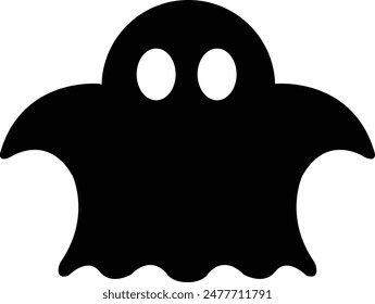 Ghost, phantom or apparition haunting Halloween black fill art vector icon for holiday apps and websites. Simple spooky character. Scary ghostly monster Silhouette isolated on transparent background.