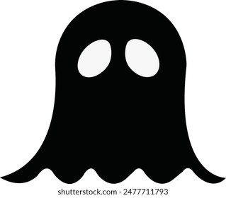 Gespenst, Phantom oder Erscheinung spuken Halloween schwarz füllen Kunst Vektorgrafik Ikone für Urlaub App und Websites. Einfache gruselige Figur. Gruseliges Geistermonster Silhouette isoliert auf transparentem Hintergrund.