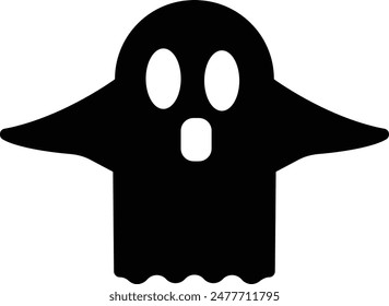 Ghost, phantom or apparition haunting Halloween black fill art vector icon for holiday apps and websites. Simple spooky character. Scary ghostly monster Silhouette isolated on transparent background.