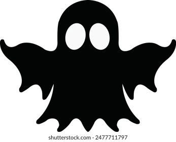 Ghost, phantom or apparition haunting Halloween black fill art vector icon for holiday apps and websites. Simple spooky character. Scary ghostly monster Silhouette isolated on transparent background.