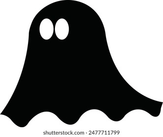 Ghost, phantom or apparition haunting Halloween black fill art vector icon for holiday apps and websites. Simple spooky character. Scary ghostly monster Silhouette isolated on transparent background.