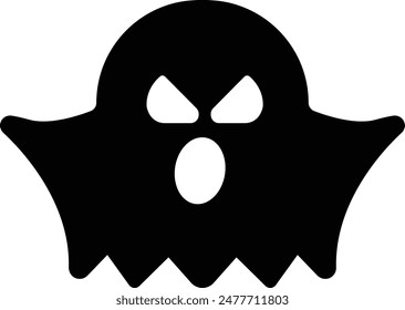 Ghost, phantom or apparition haunting Halloween black fill art vector icon for holiday apps and websites. Simple spooky character. Scary ghostly monster Silhouette isolated on transparent background.