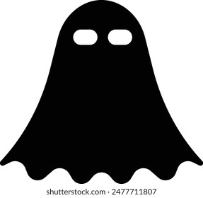 Ghost, phantom or apparition haunting Halloween black fill art vector icon for holiday apps and websites. Simple spooky character. Scary ghostly monster Silhouette isolated on transparent background.