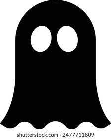 Ghost, phantom or apparition haunting Halloween black fill art vector icon for holiday apps and websites. Simple spooky character. Scary ghostly monster Silhouette isolated on transparent background.