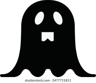 Ghost, phantom or apparition haunting Halloween black fill art vector icon for holiday apps and websites. Simple spooky character. Scary ghostly monster Silhouette isolated on transparent background.