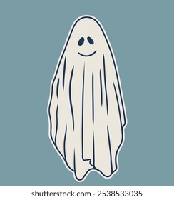 Fantasma, fantasma ou aparição assombrando Halloween line art vetor ícone para aplicativos de férias e sites