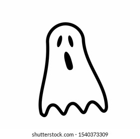 Ghost, phantom, ghoul or apparition haunting halloween line art vector icon, sign or logo for holiday apps and websites