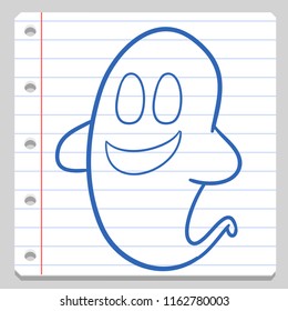 Ghost Phantom Halloween Notebook School Doodle Icon Symbol Sketch Line Art